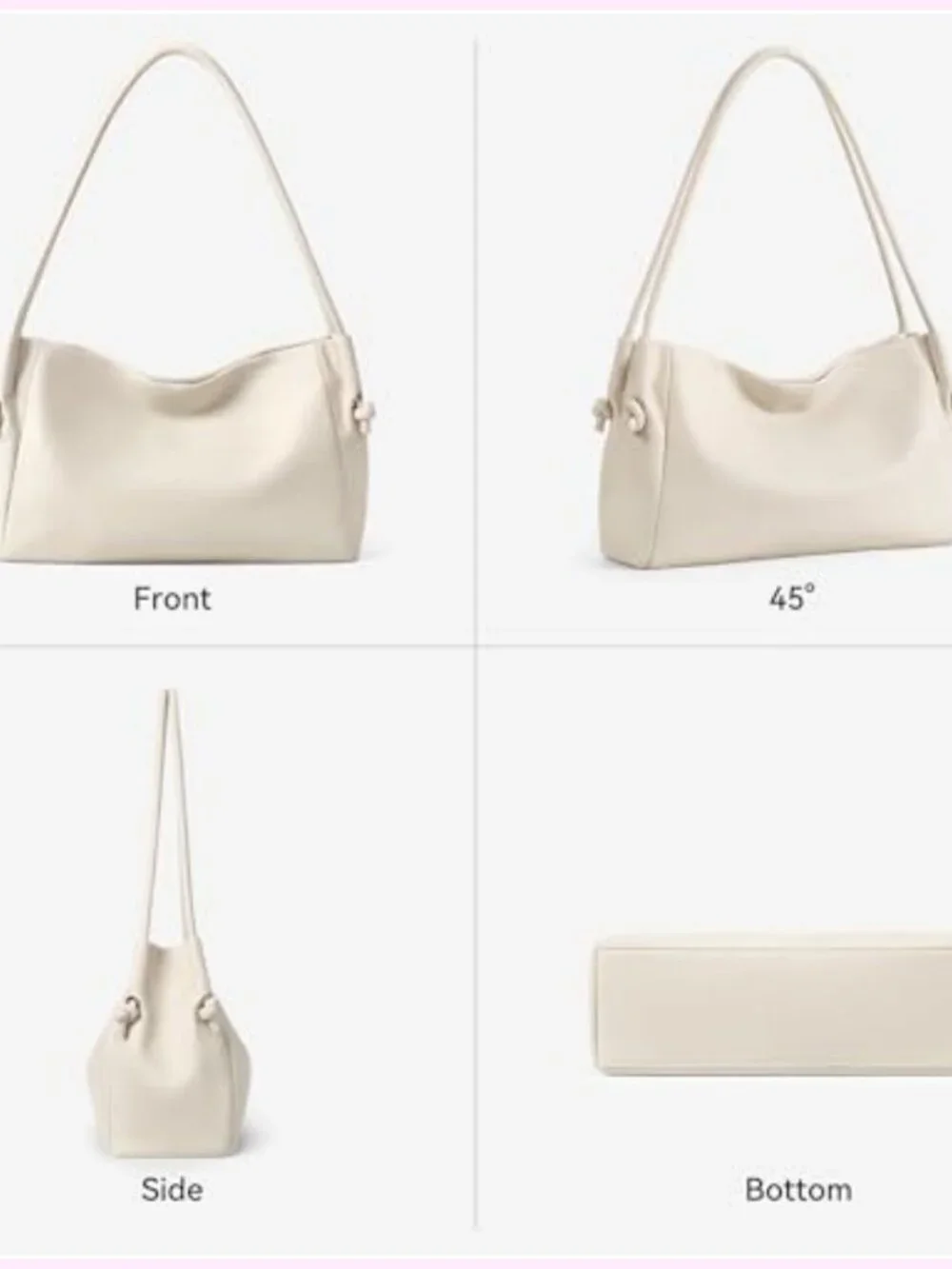 Vegan Leather Hobo Shoulder Bag with Pockets